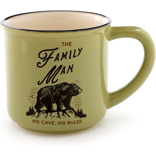 “Family Man” Stoneware Coffee Mug, 454 ml, Green -Enesco Our Name is Mud for Men