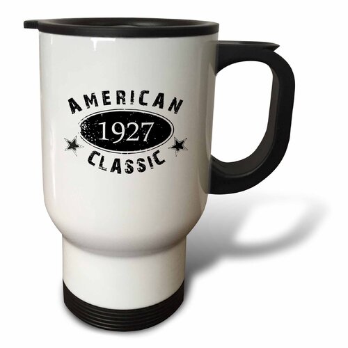 1947 American Classic - Personalized Birth Year Birthday Gift - Black Grunge Vintage Look - Funny - Travel Mug, 414 ml 14oz, Stainless Steel 3dRose