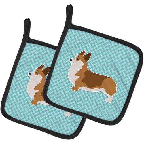 Corgi Blue Pot Holders Set - Heat Resistant Oven Hot Pads for Cooking, Baking &amp; BBQ Caroline&#39;s Treasures