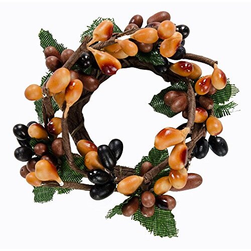 1&quot; Primitive Mix Mini Pip Berry Floral Ring 6Pc Christmas Decoration - CWI Gifts