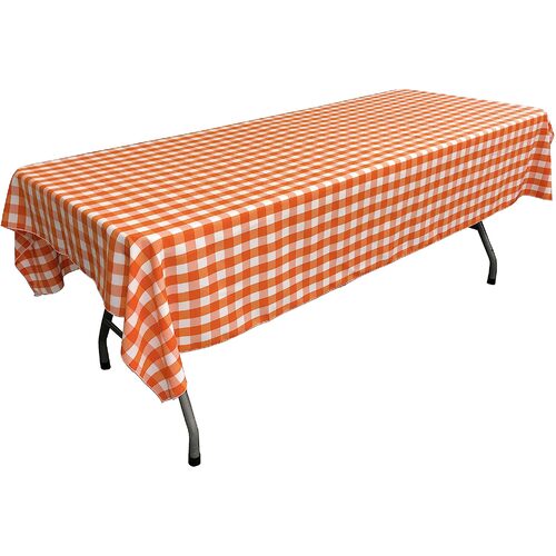 LA Linen Checkered Tablecloth, 60 by 102-Inch (152.4 by 259.08 cm), Orange