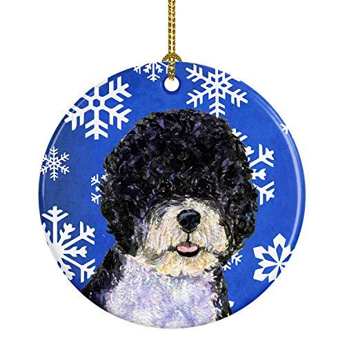 Portuguese Water Dog Winter Snowflakes Holiday Christmas Ceramic Ornament, Caroline&#39;s Treasures