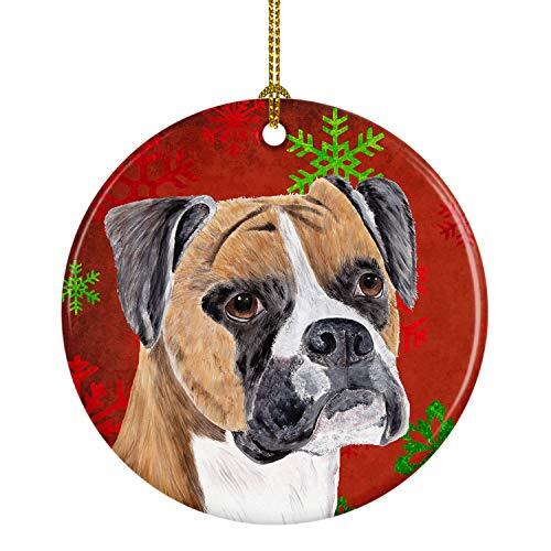 Boxer Red Snowflakes Holiday Christmas Ceramic Ornament Caroline&#39;s Treasures