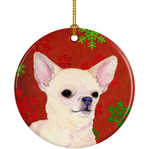 Chihuahua Red Snowflakes Holiday Christmas Ornament Caroline&#39;s Treasures SS4679-CO1