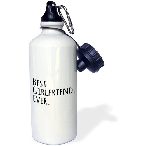 Best Girlfriend Ever-fun romantic love dating gifts for her anniversary or Valentine Sports eco-friendly Water Bottle, 620ml (21oz), White 3dRose