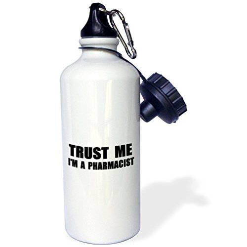 3dRose Trust me Im a Pharmacist. Pharmacy Work Humor. Funny Job Text Gift - Sports eco-friendly Water Bottle, 620 ml (21oz) (wb_195643_1)