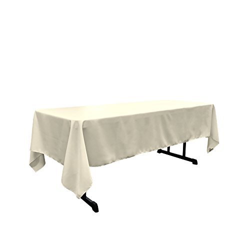 LA Linen Polyester Poplin Rectangular Tablecloth 153 x 259cm (60&quot; x 102&quot;), Ivory