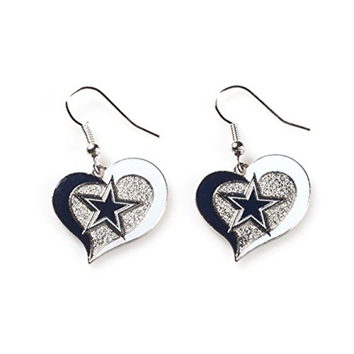 NFL Dallas Cowboys Logo Swirl Heart Dangle Earring Set - Sports Team