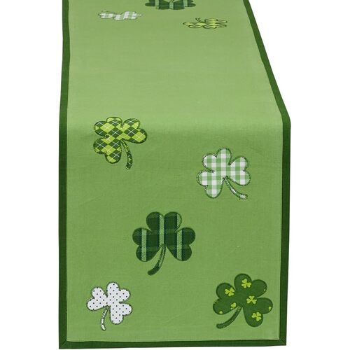 DII St Patrick&#39;s Day Shamrock Embroidered Table Runner 14&quot; x 52&quot; (35.5 x 137cm)