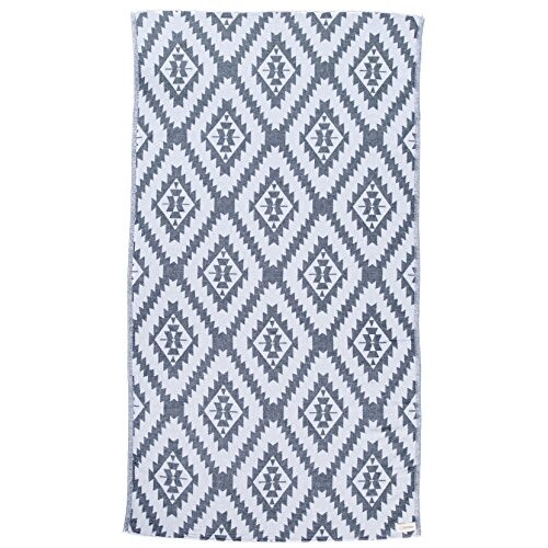 Bersuse 100% Cotton Oeko-TEX Certified Zipolite Turkish Handloom Towel - 39X71 Inches, Dark Blue/Light Blue