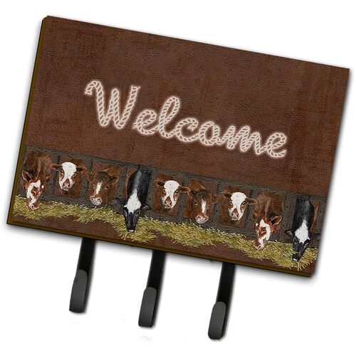 Caroline&#39;s Treasures Welcome Mat with Cows Leash or Key Holder, Large -SB3058TH68
