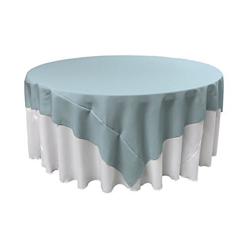 LA Linen Polyester Poplin Square Tablecloth, 72 by 72-Inch, Light Blue