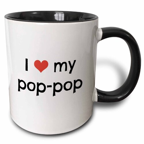  I Love My pop--pop - Two Tone Black Mug, 325 ml (11oz) Black/White 3dRose