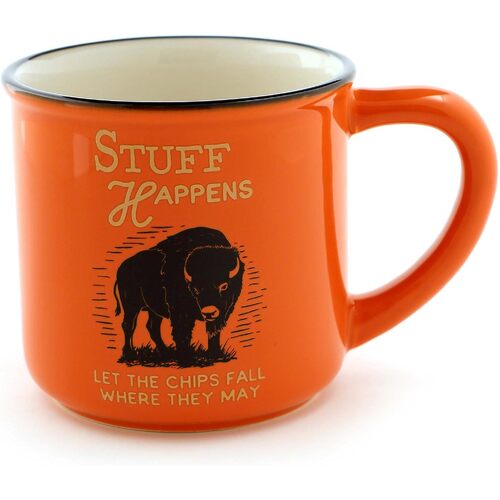 “Stuff Happens” Stoneware Coffee Mug, 16 oz, Orange -Enesco 6000129 Our Our Name is Mud for Men 
