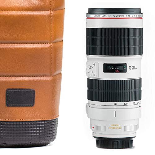 MegaGear Soft Leather Camera Lens Pouch with Adjustable Handle - Compatible with, and DSLR Lenses - Lightweight Travel Bag