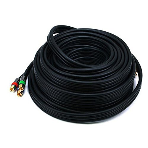 Monoprice Premium 3-RCA Component Video Coaxial Cable (RG-6/U), Black, 50ft