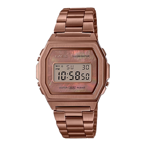 Casio A1000RG-5A Unisex Rose Gold Mother Of Pearl Digital Steel Watch LED Light