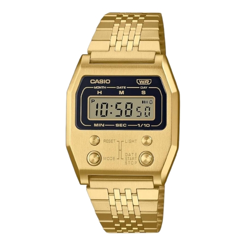Casio A1100G-5 Unisex Gold Digital Watch Stainless Steel Vintage LED