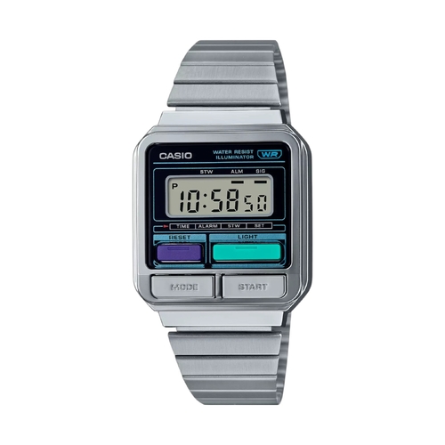 Casio Vintage Pop Playfulness Retro Inspired Digital Silver Watch A120WE-1A