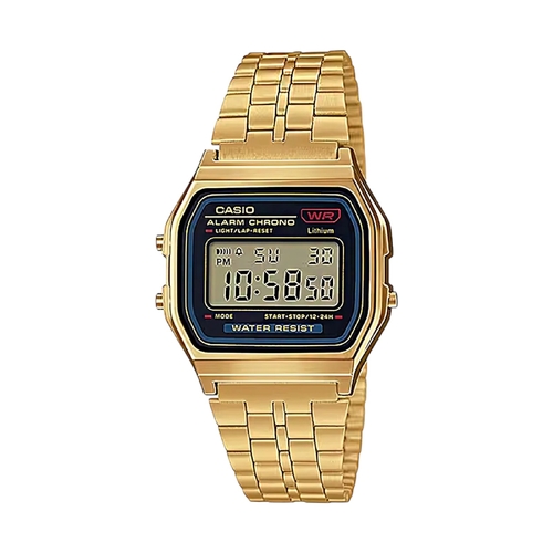 Casio A159WGEA-1 A159 Unisex Gold Digital Watch Stainless Steel Band LED