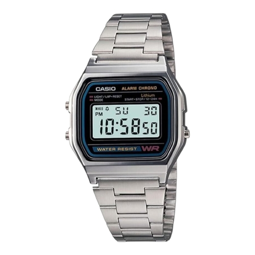 Casio Men’s A168WA-1 Unisex Watch With Stainless Steel Band Daily Alarm AU Stock