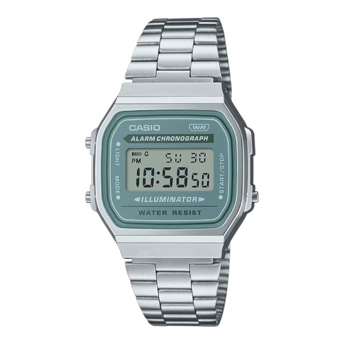 Casio A168WA-3AYDF Silver Digital Watch EL Light Alarm Stopwatch Unisex Retro