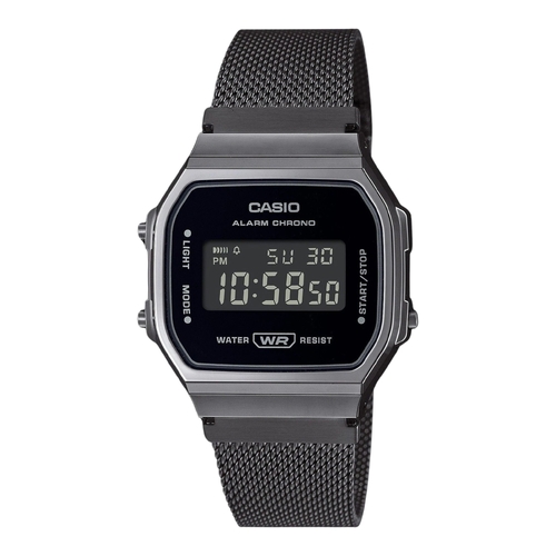 Casio A168WEMB-1 Unisex Digital Watch Black Mesh Band Alarm Stopwatch