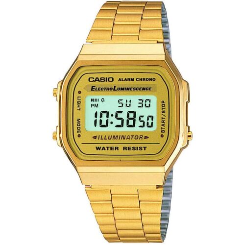 Casio Vintage A168WG-9WDF Illuminator Unisex Gold Digital Alarm Watch A168WG9W