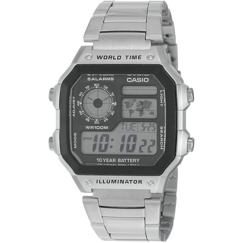 Casio AE1200WHD-1A Digital Sports World Stainless Steel AE-1200WHD-1A Mens Watch