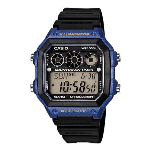Casio Standard Digital Black Resin Band Mens Watch World Time AE1300WH-2A