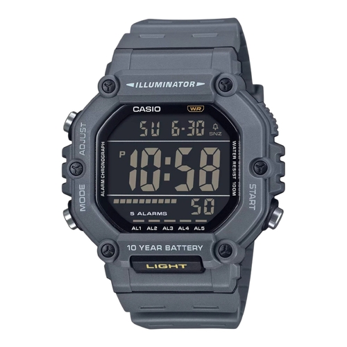Casio AE-1600H-8 Mens Watch Black Dial Grey Resin Band Digital 100M