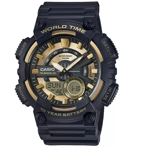 Casio AEQ-110BW-9A Mens Analog Digital World Time Telememo Watch 100M WR