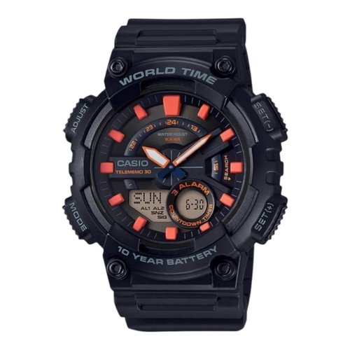 Casio AEQ-110W-1A2V Mens Watch Black Resin Band Analog Digital 100M World