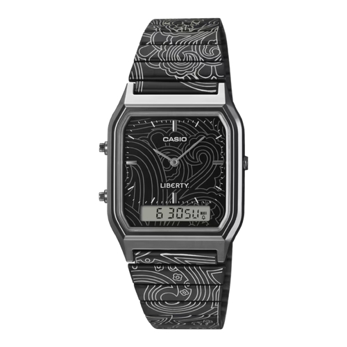 Casio AQ-230EBLT-1A Unisex Liberty Limited Edition Black Paisley Ana Digi Watch
