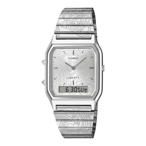 Casio AQ-230ELT-7A Unisex Liberty Limited Edition Silver Paisley Ana Digi Watch