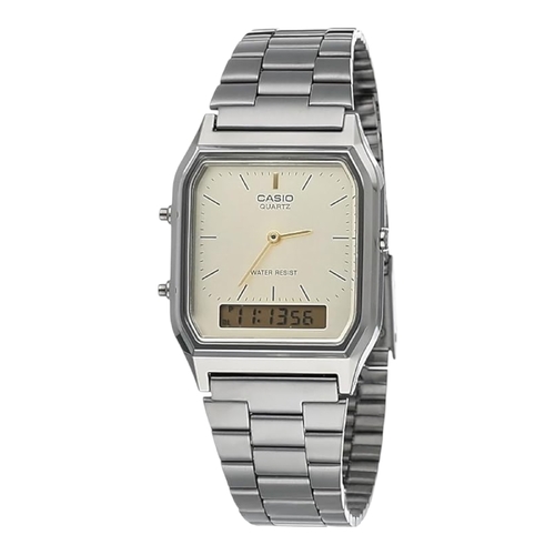 Casio Men’s Dress Duo AQ230GG-9A Grey Cream Dial Analog Digital Watch