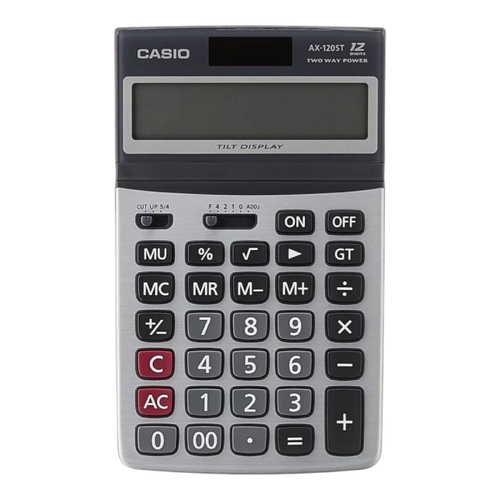 Casio AX-120ST Calculator 12-Digit Tilt Display Solar Battery Office Desk Model