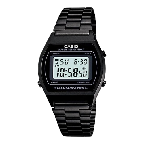 Casio B-640WB-1ADF Unisex Digital Watch Retro Black Stainless Steel 50M LED Alarm