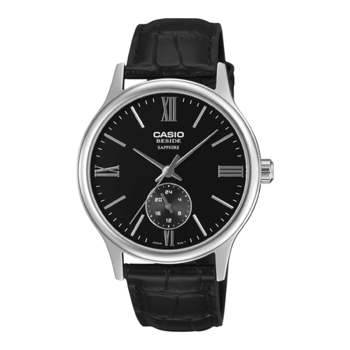 Casio BMS-100L-1AV Mens Watch Black Dial Black Leather Sapphire 50M
