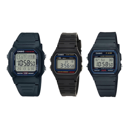 Casio Classic Digital Watch Combo W-800H W-59 F-91W Black Retro AU Stock Set
