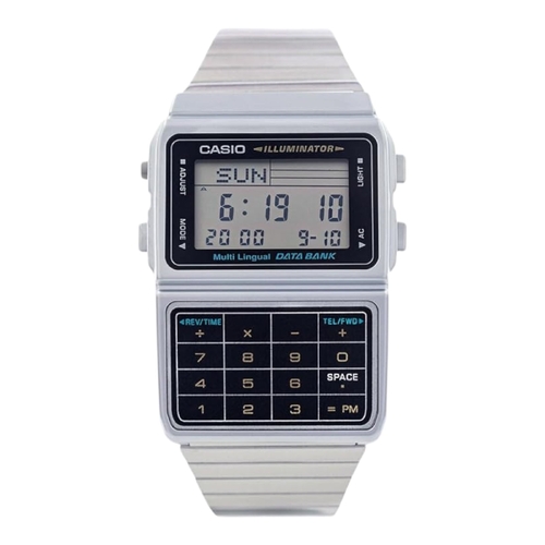 Casio DBC-611-1DF Silver Data Bank Calculator Watch LED Alarm Dual Time Unisex