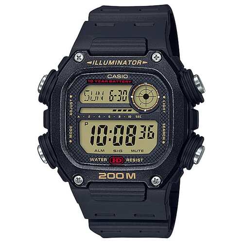Casio DW-291H-9A Black &amp; Gold 200m Mens Multifunction Digital Sports Watch