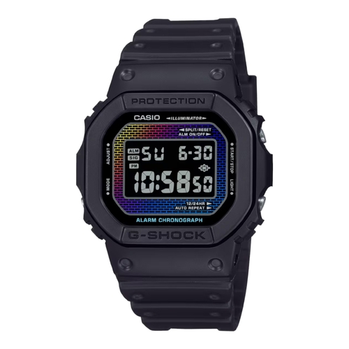 Casio G-SHOCK DW-5600RW-1 Mens Black Rainbow Brick Vapor Digital Shock Watch