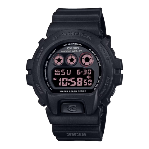 Casio G-Shock DW-6900UMS-1D Mens Black Digital Watch Pink Shock Resist 200M WR