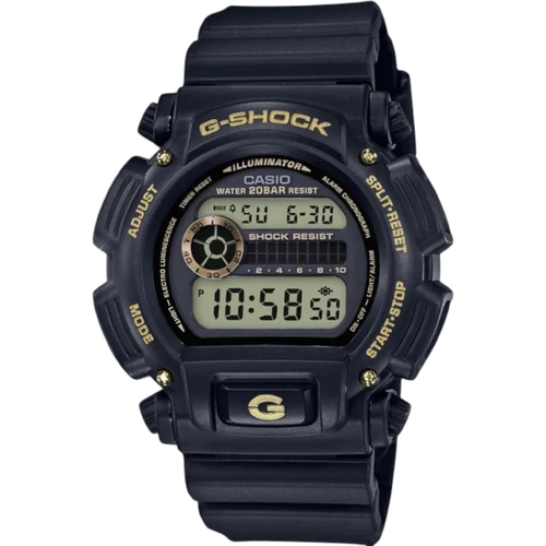 Casio G Shock DW-9052GBX-1A9 Mens Digital Watch Black Band Gold Accent 200M
