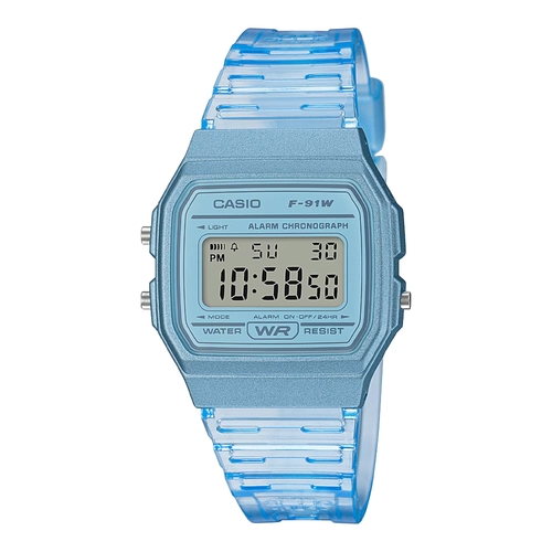 Casio F-91WS-2D Unisex Blue Digital Watch Alarm LED 7YR Battery Water Resistant