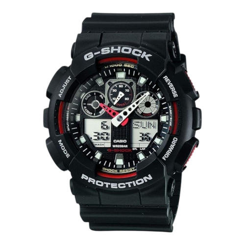 Casio G-Shock GA-100-1A4 XL Black Red Watch Men’s Analog Digital 200M WR 