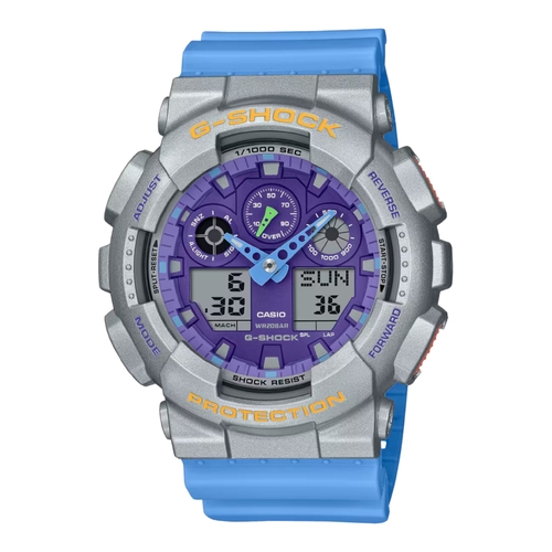 Casio G Shock GA-100EU-8A2 Mens Analog Digital Watch Blue Resin 200M LED