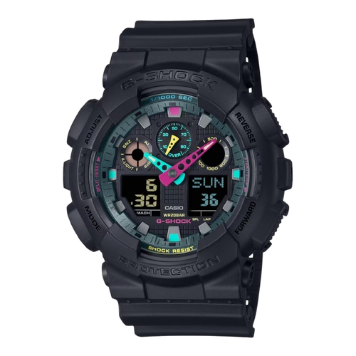 Casio G-SHOCK GA-100MF-1A Mens Matte Black Neon Analog Digital Shock Watch