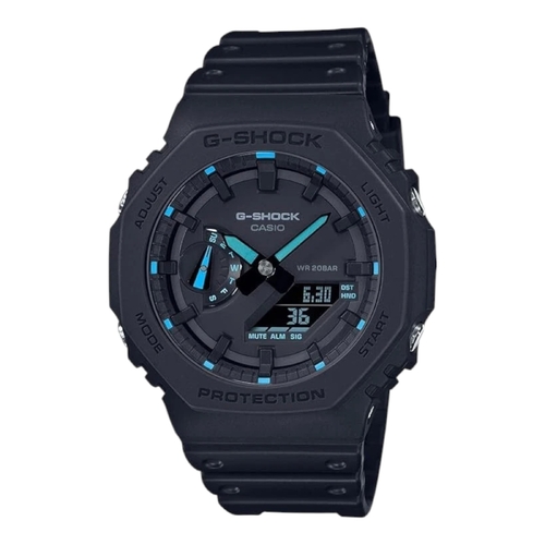 Casio G-Shock GA-2100-1A2DR Mens Black Blue Neon Analogue Digital Watch Resin